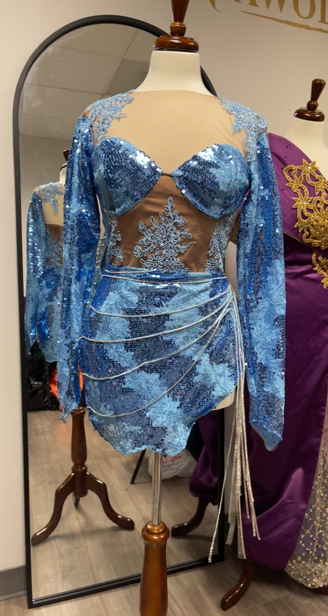 Long sleeve mini corset dress