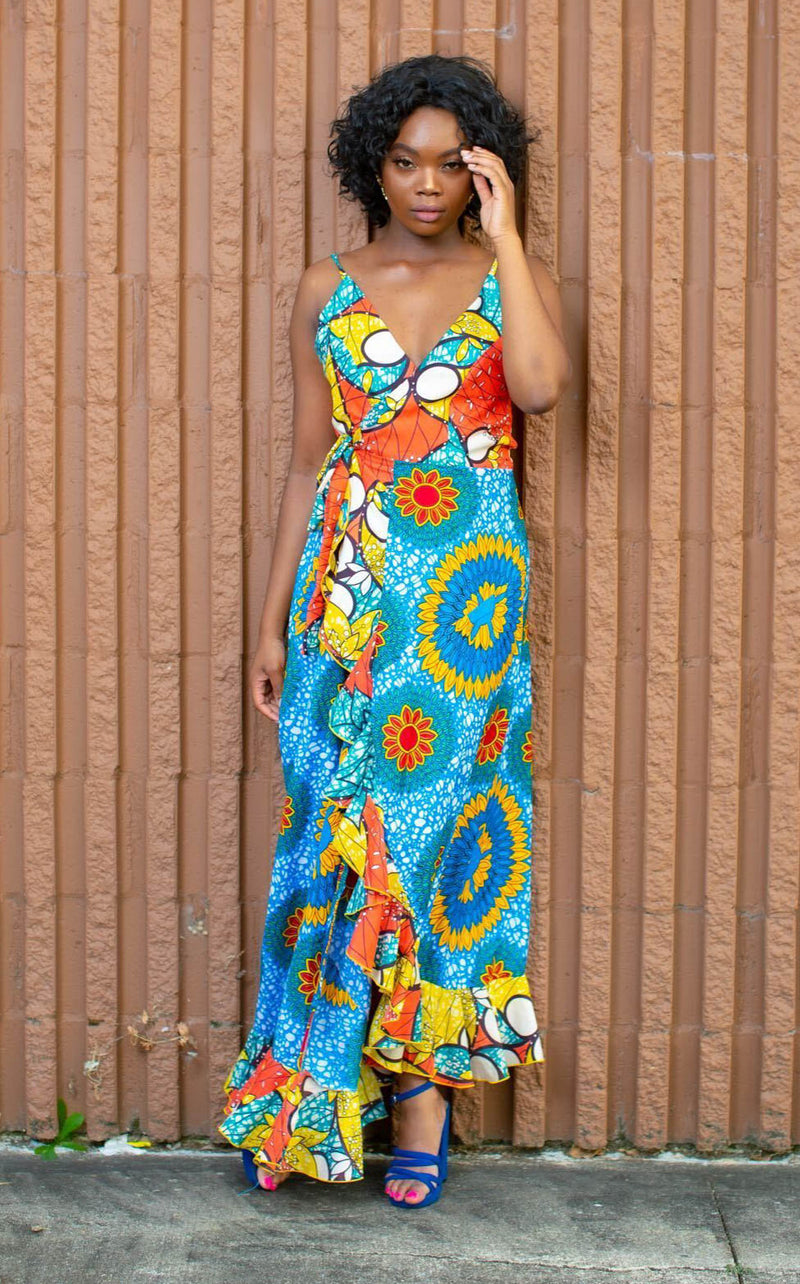 Sunflower maxi wrap dress