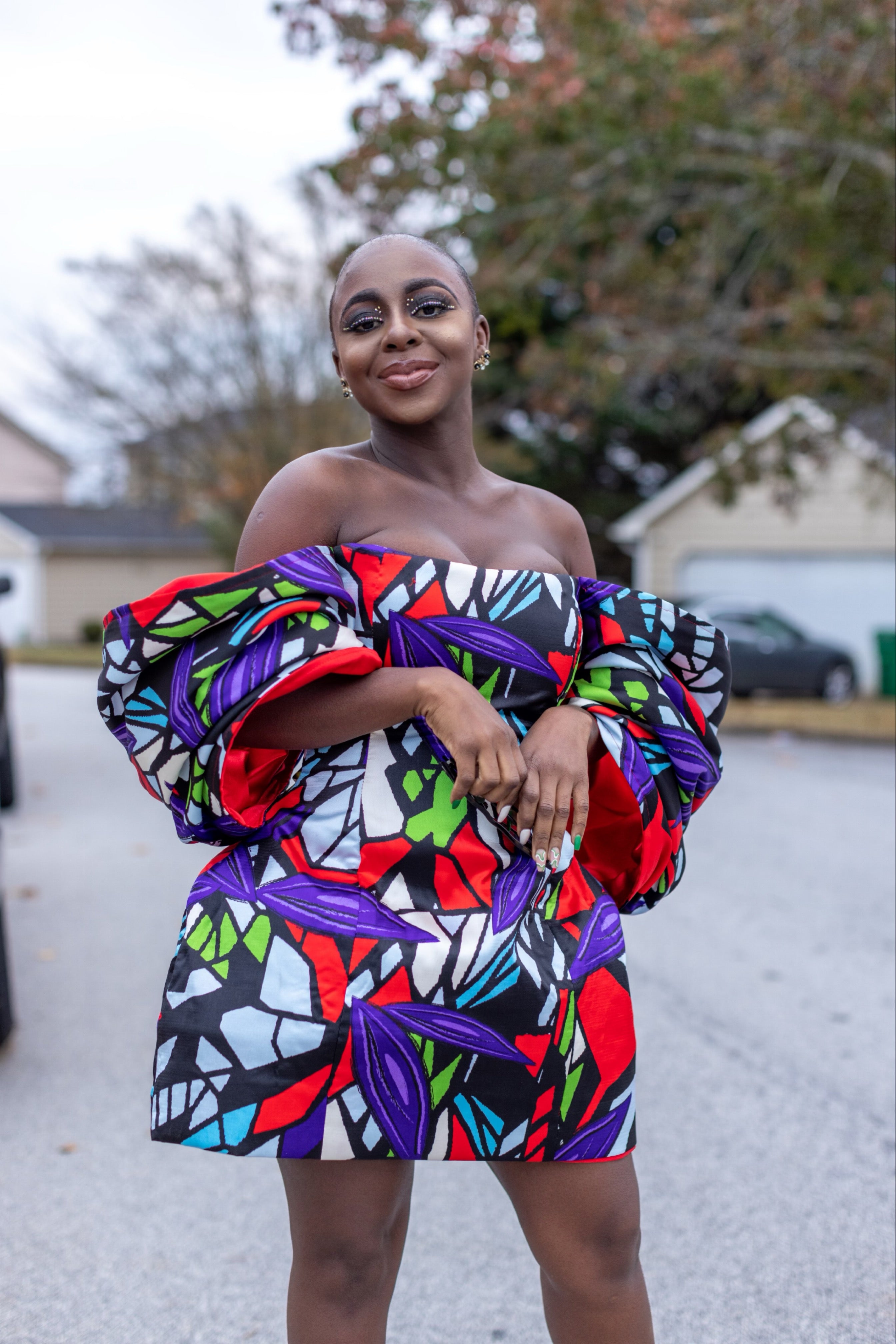 Boned structure exaggerated hip dress