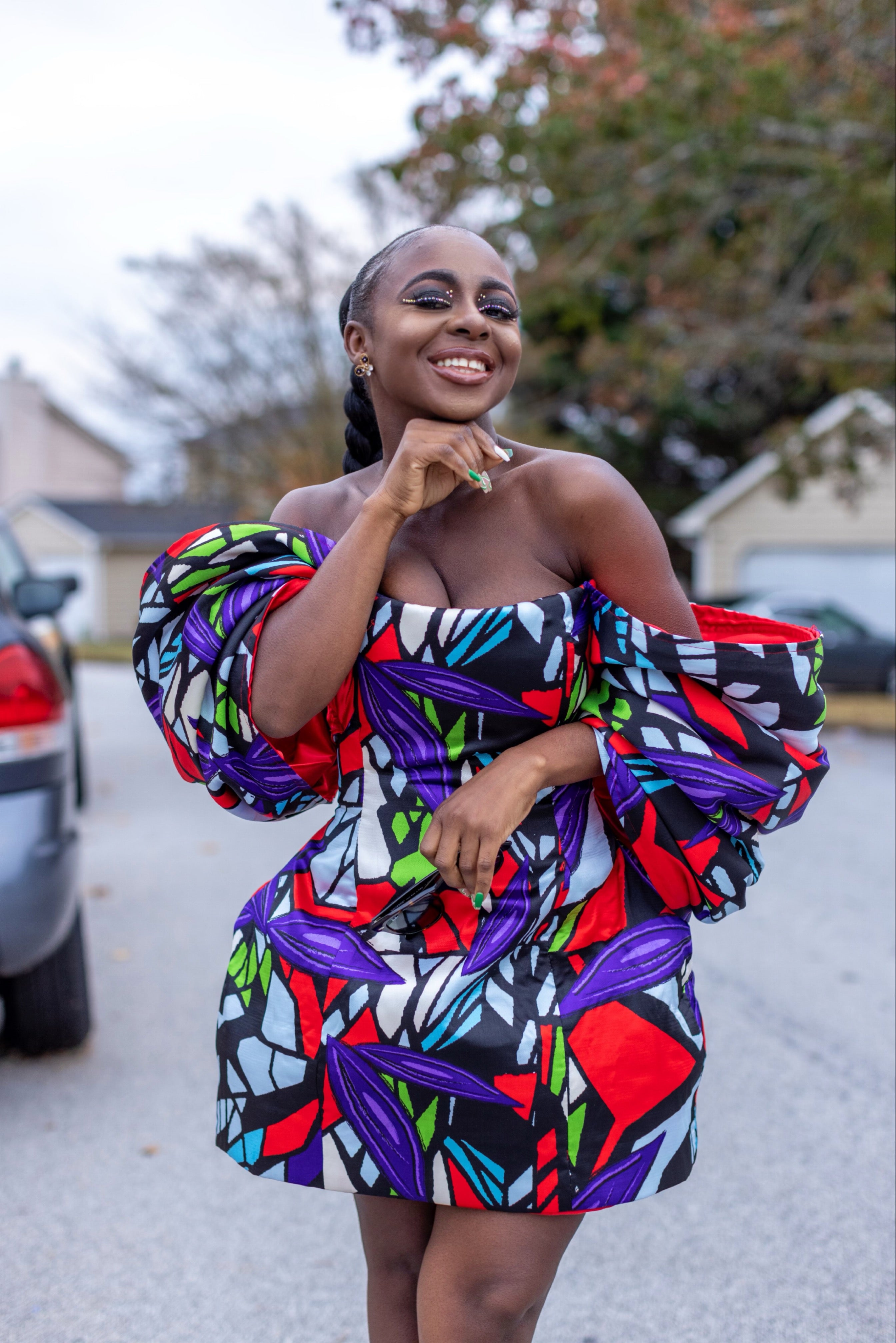 Boned structure exaggerated hip dress